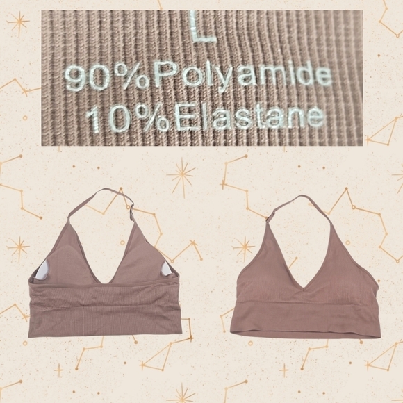 Lounge Bra in Rose Pink, Wireless Ribbed Halter Style, L - Picture 3 of 4